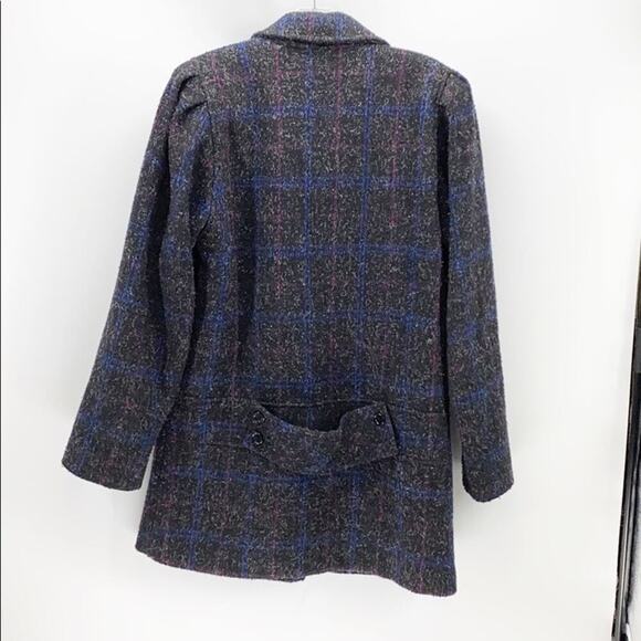 Vintage New York Girl boxy 80s jacket windowpane marled long line wool blend - Picture 5 of 7